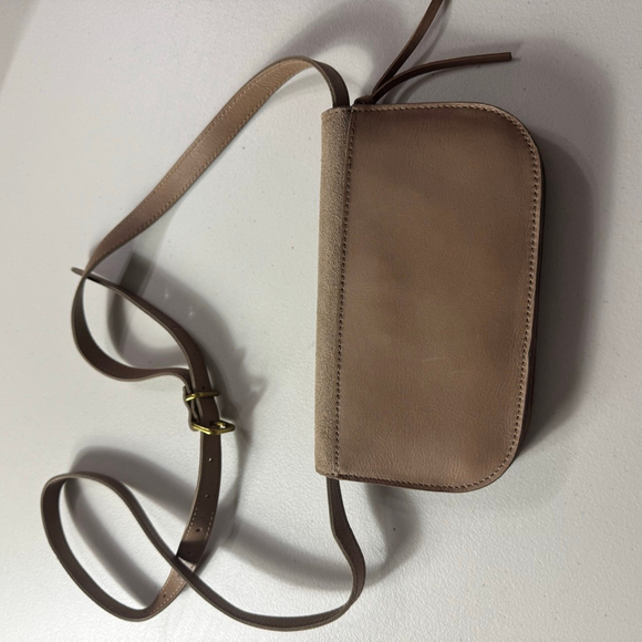 NWT Madewell The Abroad Convertible Crossbody Bag Tan/Brown Suede & Leather - Picture 6 of 11